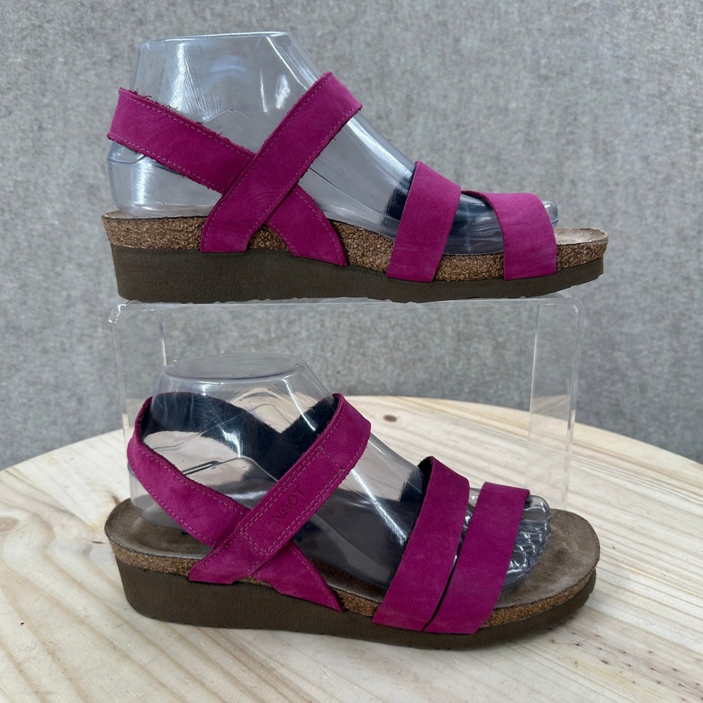 Naot Wedge Sandals Womens 8-8.5 Pink Suede Strappy Comfort Platform 1281-224853 - Picture 2 of 10